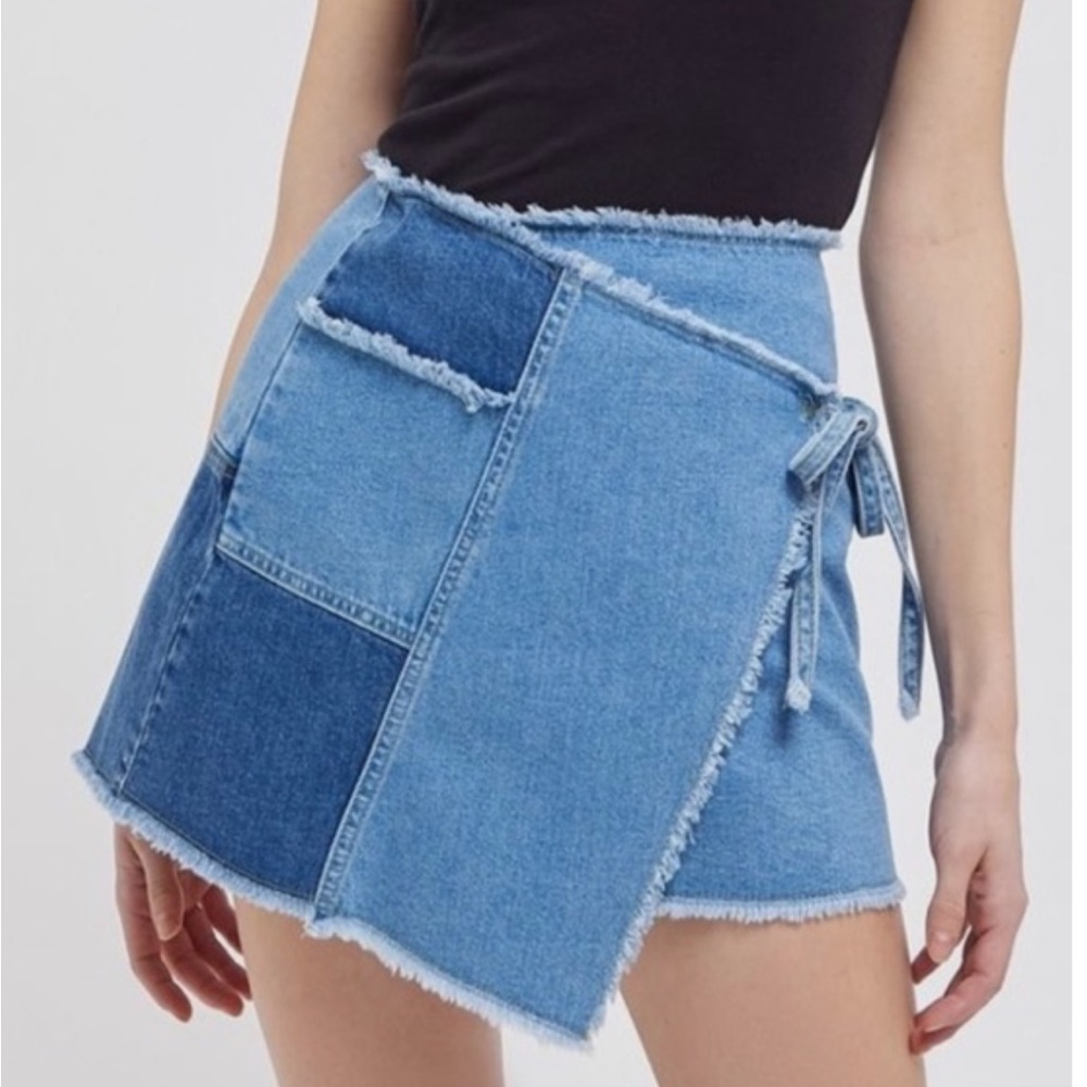 Urban Outfitters BDG Patched Mini Wrap Skirt